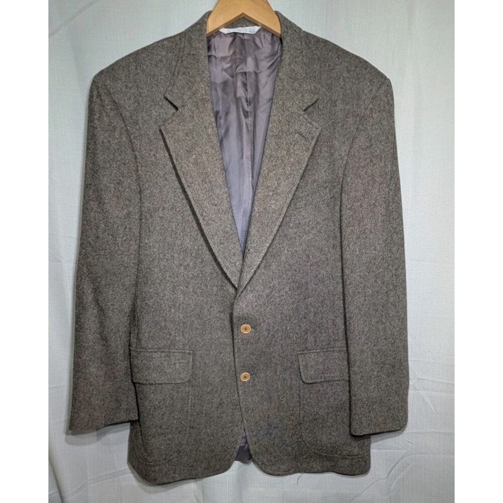 Lands End Donegal Tweed Light Brown Taupe Blazer Sport Coat‎ Jacket Mens 44R